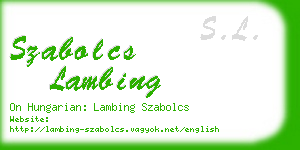 szabolcs lambing business card